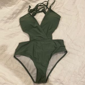 Olive green one piece swimsuit